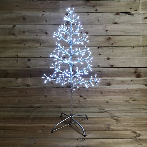 3.5ft Cool White 230 LED Silver Christmas Tree Metal Frame Silhouette Decoration 2 3.5ft Cool White 230 LED Silver Christmas Tree Metal Frame Silhouette Decoration - Image 2