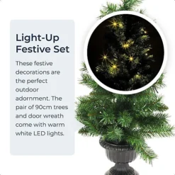 3 Piece Pre-Lit Christmas Decoration Door Wreath Tree Set LED Light Outdoor Xmas -Deals Christmas Decor Store 3 piece pre lit christmas decoration door wreath tree set led light outdoor xmas5060575072913 03c MP