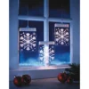 3 X 3D Hanging Snowflake Lights - Battery Powered Christmas Themed Window Decoration - Each Light Measures H16 X W11.5 X D1cm