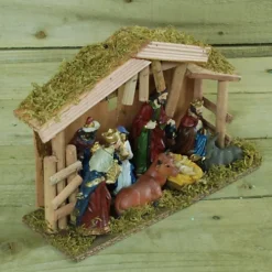 30 CM 9 Piece Hand Decorated Wooden Traditional Christmas Nativity Set -Deals Christmas Decor Store 30 cm 9 piece hand decorated wooden traditional christmas nativity set5056589189440 02c MP