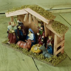 30 CM 9 Piece Hand Decorated Wooden Traditional Christmas Nativity Set -Deals Christmas Decor Store 30 cm 9 piece hand decorated wooden traditional christmas nativity set5056589189440 03c MP