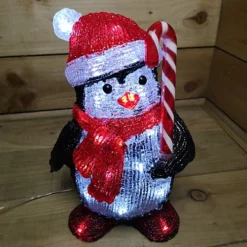 30cm Acrylic Christmas Penguin With Candy Cane 30 Ice White LEDs -Deals Christmas Decor Store 30cm acrylic christmas penguin with candy cane 30 ice white leds5056589199852 04c MP