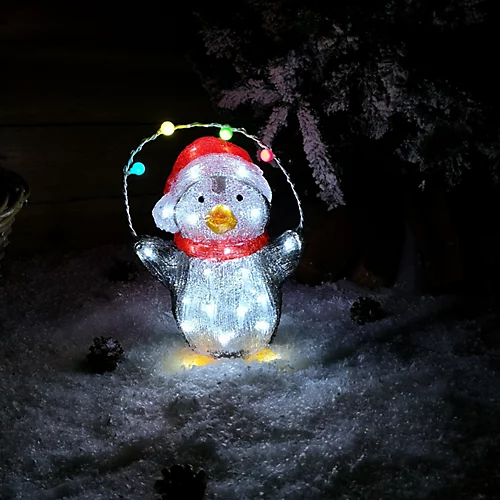 30cm Festive Acrylic Lit Penguin Indoor Outdoor Christmas Decoration With 40 LED 1 30cm Festive Acrylic Lit Penguin Indoor Outdoor Christmas Decoration With 40 LED