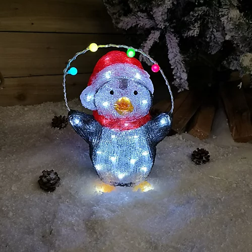 30cm Festive Acrylic Lit Penguin Indoor Outdoor Christmas Decoration With 40 LED 2 30cm Festive Acrylic Lit Penguin Indoor Outdoor Christmas Decoration With 40 LED - Image 2