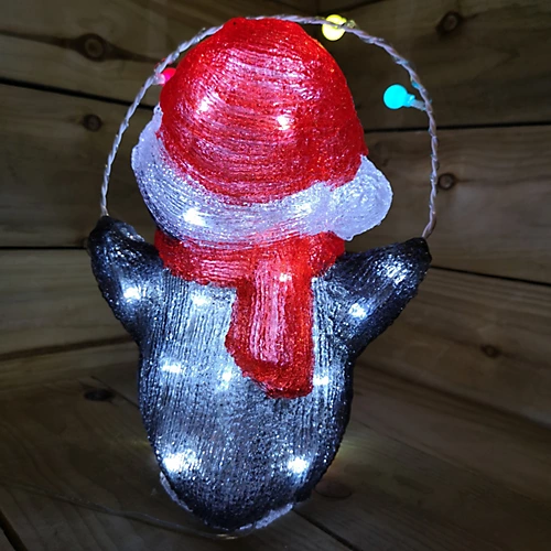 30cm Festive Acrylic Lit Penguin Indoor Outdoor Christmas Decoration With 40 LED 4 30cm Festive Acrylic Lit Penguin Indoor Outdoor Christmas Decoration With 40 LED - Image 4