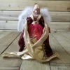30cm Premier Christmas Tree Topper Angel With Feather Wings In Burgundy & Gold