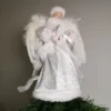 30cm White Velvet Angel Christmas Tree Topper With Feather Wings