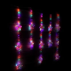 312 LED 1.3m X 1.2m Premier Christmas Star Curtain Lights In Static Rainbow & Twinkling Orange