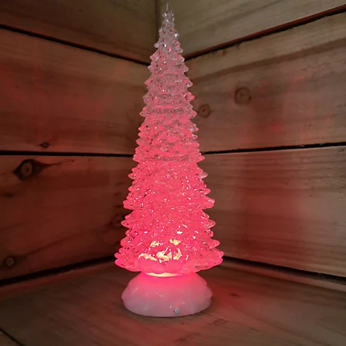 32cm Snowtime Dual Power LED Christmas Glitter Water Spinner Colour Changing Tree 2 32cm Snowtime Dual Power LED Christmas Glitter Water Spinner Colour Changing Tree - Image 2