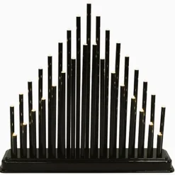 33 LED Plastic Pipe Tube Candle Tower Bridge Main Powered Warm White Window Holiday Festive Christmas Xmas Decoration Black