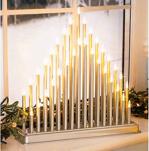 33 LED Plastic Pipe Tube Candle Tower Bridge Main Powered Warm White Window Holiday Festive Christmas Xmas Decoration Dark Grey 3 33 LED Plastic Pipe Tube Candle Tower Bridge Main Powered Warm White Window Holiday Festive Christmas Xmas Decoration Dark Grey - Image 3