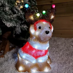 33cm Festive Acrylic Lit Dog Outdoor Christmas Decoration With 40 LED -Deals Christmas Decor Store 33cm festive acrylic lit dog outdoor christmas decoration with 40 led5056589182670 03c MP