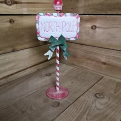 33cm North Pole Christmas Decoration Novelty Sign In Candy Cane Design -Deals Christmas Decor Store 33cm north pole christmas decoration novelty sign in candy cane design5056589106010 03c MP