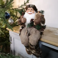 33cm Sitting Brown Santa Father Christmas Decoration