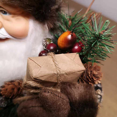 33cm Sitting Brown Santa Father Christmas Decoration 4 33cm Sitting Brown Santa Father Christmas Decoration - Image 4