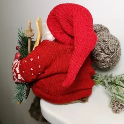 33cm Sitting Father Christmas Santa Claus Figurine Holding Skis And Sack -Deals Christmas Decor Store 33cm sitting father christmas santa claus figurine holding skis and sack5056589187347 03c MP