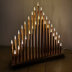36cm Premier Christmas Candlebridge With 33 LEDs In Rose Gold Mains Operated