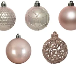 37pcs 6cm Assorted Shatterproof Baubles Christmas Decoration In Blush Pink -Deals Christmas Decor Store 37pcs 6cm assorted shatterproof baubles christmas decoration in blush pink5056589189396 03c MP