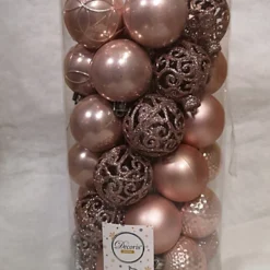 37pcs 6cm Assorted Shatterproof Baubles Christmas Decoration In Blush Pink -Deals Christmas Decor Store 37pcs 6cm assorted shatterproof baubles christmas decoration in blush pink5056589189396 04c MP