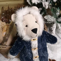 38cm Standing Plush Christmas Winter Polar Bear With Blue Coat And Fur Trim -Deals Christmas Decor Store 38cm standing plush christmas winter polar bear with blue coat and fur trim5056589107123 02c MP
