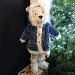 38cm Standing Plush Christmas Winter Polar Bear With Blue Coat And Fur Trim -Deals Christmas Decor Store 38cm standing plush christmas winter polar bear with blue coat and fur trim5056589107123 03c MP
