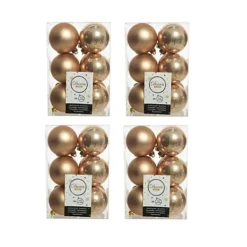 4 X 12 Butterscotch Gold Christmas Baubles 6cm Shatterproof Tree Ornaments Shiny Mat