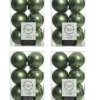 4 X 12 Moss Green Christmas Baubles 6cm Shatterproof Tree Ornaments Shiny Matt Decs