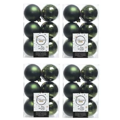 4 X 12 Pine Green Christmas Baubles 6cm Shatterproof Tree Ornaments Shiny Matt Decs
