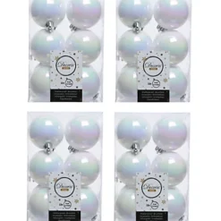 4 X 12 White Iridescent Christmas Baubles Shatterproof Luxury Tree Decor 6cm Iris