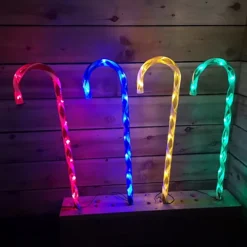 4 X 62cm Festive Multi Colour LED Christmas Candy Cane Stake -Deals Christmas Decor Store 4 x 62cm festive multi colour led christmas candy cane stake5060559855617 03c MP