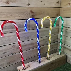 4 X 62cm Festive Multi Colour LED Christmas Candy Cane Stake -Deals Christmas Decor Store 4 x 62cm festive multi colour led christmas candy cane stake5060559855617 04c MP
