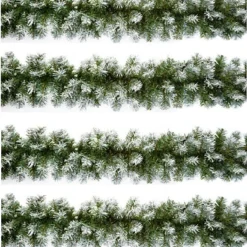 4 X Artificial Christmas Garland Snow Tipped Green Garland Premier Decor 2.7M