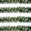 4 X Artificial Christmas Garland Snow Tipped White Berry And Pine Cone Green Garland 2.7M
