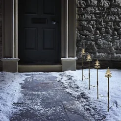 4 X Christmas Tree Garden Stake Lights - Battery Powered Outdoor Pathway Lighting With Timer - Each 45cm Tall