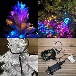 400 LED 16 X 2.4m Premier Multi Function Waterfall Christmas Tree Lights With Timer In Rainbow