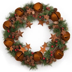 40cm Bells Stars Pine Green Christmas Wreath 5 40cm Bells Stars Pine Green Christmas Wreath -Deals Christmas Decor Store 40cm bells stars pine green christmas wreath5056141062815 02c MP