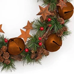 40cm Bells Stars Pine Green Christmas Wreath 7 40cm Bells Stars Pine Green Christmas Wreath -Deals Christmas Decor Store 40cm bells stars pine green christmas wreath5056141062815 04c MP