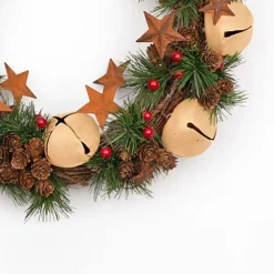 40cm Bells Stars Pine Green Christmas Wreath -Deals Christmas Decor Store 40cm bells stars pine green christmas wreath5060478361855 04c MP