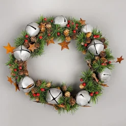 40cm Bells Starsand Pine Green Christmas Wreath -Deals Christmas Decor Store 40cm bells starsand pine green christmas wreath5056141062822 03c MP