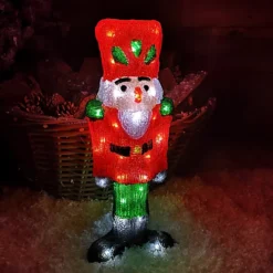 40cm LED Acrylic Christmas Nutcracker Decoration In Red