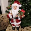 40cm Luxury Traditional Standing Red Sequin Santa With Sack Christmas Decoration