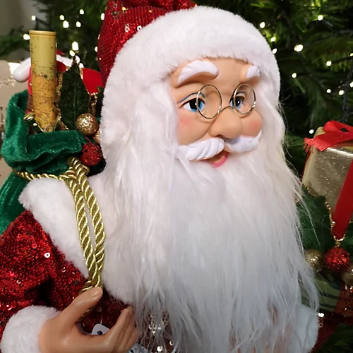 40cm Luxury Traditional Standing Red Sequin Santa With Sack Christmas Decoration 2 40cm Luxury Traditional Standing Red Sequin Santa With Sack Christmas Decoration - Image 2