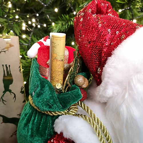 40cm Luxury Traditional Standing Red Sequin Santa With Sack Christmas Decoration 3 40cm Luxury Traditional Standing Red Sequin Santa With Sack Christmas Decoration - Image 3
