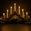 40cm Premier Christmas Candlebridge With 7 Flickeriing LEDs With Timer In White Battery Operated