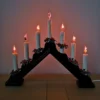 40cm Premier Christmas Candlebridge With 7 Flickering Bulb In Dark Wood Finish Mains Operated