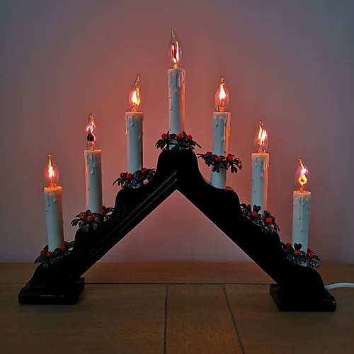 40cm Premier Christmas Candlebridge With 7 Flickering Bulb In Dark Wood Finish Mains Operated 1 40cm Premier Christmas Candlebridge With 7 Flickering Bulb In Dark Wood Finish Mains Operated