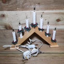40cm Premier Christmas Candlebridge With 7 Flickering Bulb In Light Wood Finish Mains Operated -Deals Christmas Decor Store 40cm premier christmas candlebridge with 7 flickering bulb in light wood finish mains operated5056589180553 04c MP