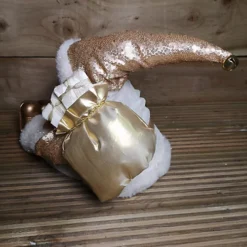 40cm Sitting Santa Christmas Decoration In White & Gold -Deals Christmas Decor Store 40cm sitting santa christmas decoration in white gold5056589184117 04c MP