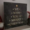40cm Wooden Slate Effect Lit We Wish You A Merry Christmas Wall Box Art With Warm White LEDs