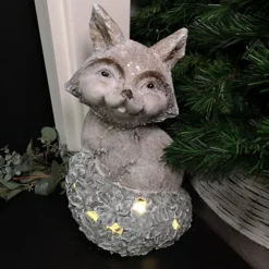 41cm Battery Lit Christmas Magnesia Fox On Ivy Leaf Tail With Warm White LEDs